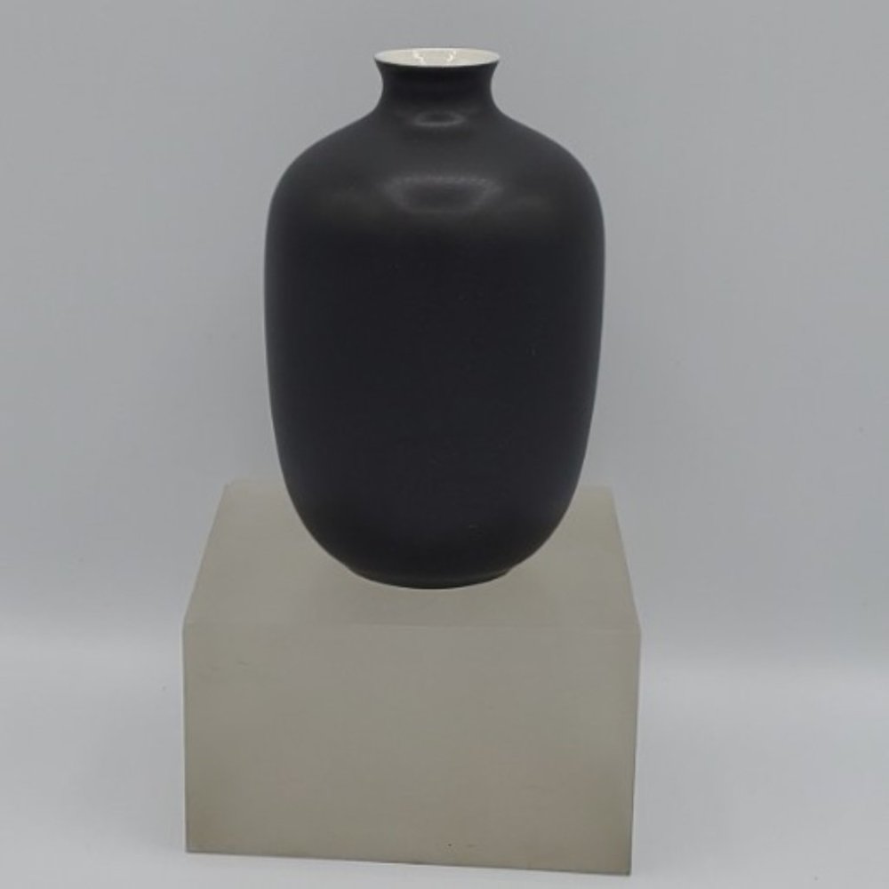 MIDDLE KINGDOM Hand Made Matte Black Plum Shape Porcelain Mini Vase